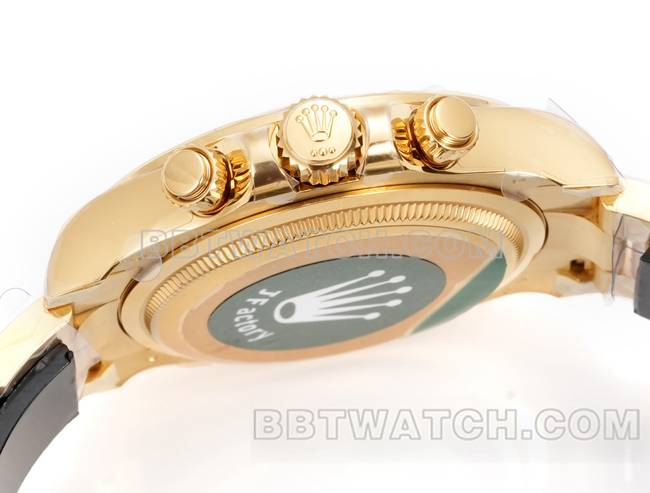 最优复刻手表劳力士JF厂迪通拿白盘黄金壳4131机械钢带侧面实拍图