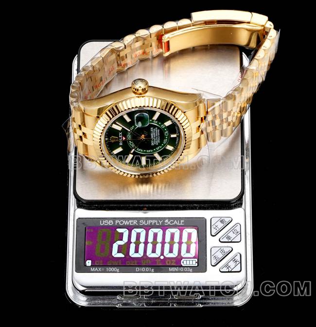 AR+厂最优复刻手表纵航者劳力士绿盘机械黄金重量实拍图