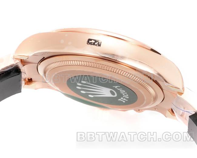 1:1复刻手表劳力士JF厂迪通拿玫瑰金盘玫瑰金壳4131机械钢带侧面实拍图