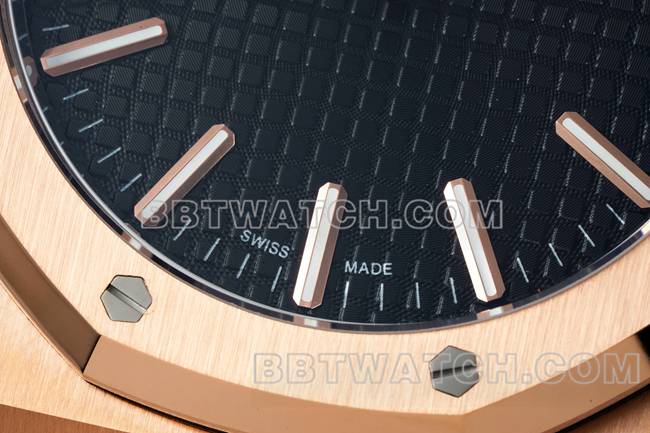 超级克隆手表DDF厂爱彼皇家橡树黑盘玫瑰金4302机械15510正面实拍图