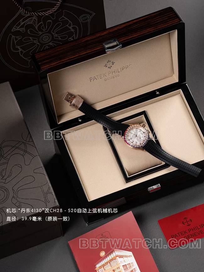 超级克隆手表PPM厂百达翡丽Aquanaut机械黑色橡胶表带正面实拍图