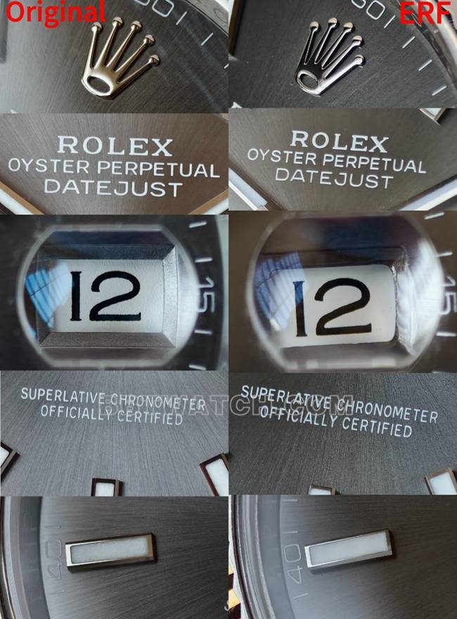 ERF厂日历型真假对比评测劳力士灰盘顶级复刻表正面实拍图