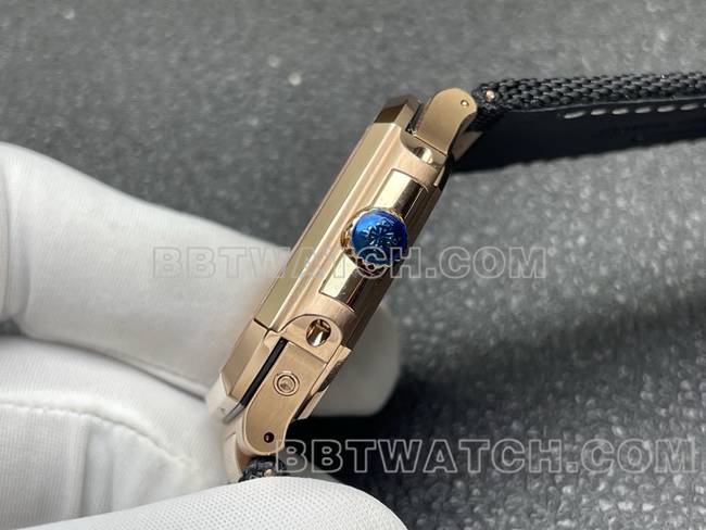 顶级复刻手表P1厂百达翡丽CUBITUS棕盘玫瑰金5822P-001侧面实拍图