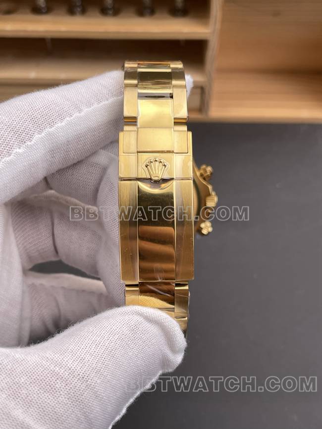 最优复刻手表QF厂迪通拿劳力士金盘黄金4131表带实拍图