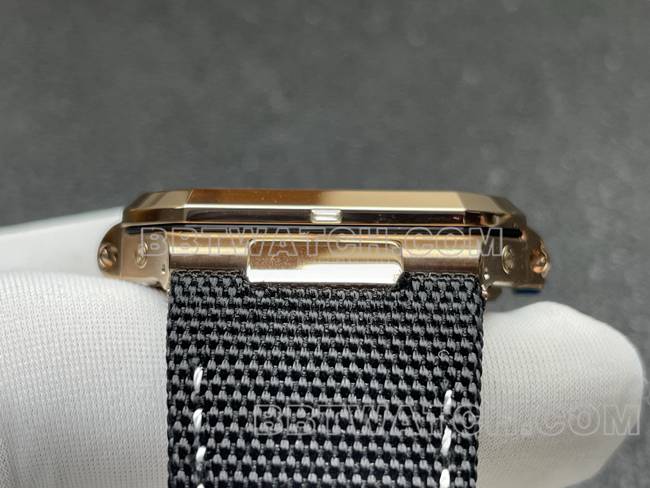 顶级复刻手表P1厂百达翡丽CUBITUS棕盘玫瑰金5822P-001侧面实拍图