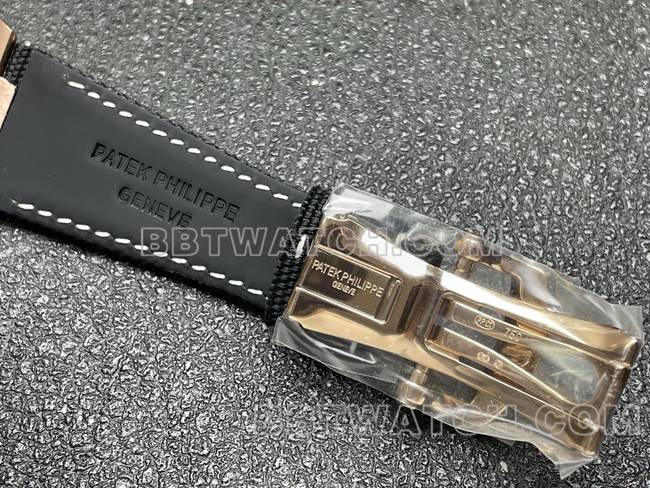 最优复刻手表P1厂百达翡丽CUBITUS黑盘玫瑰金5822P-001表带实拍图