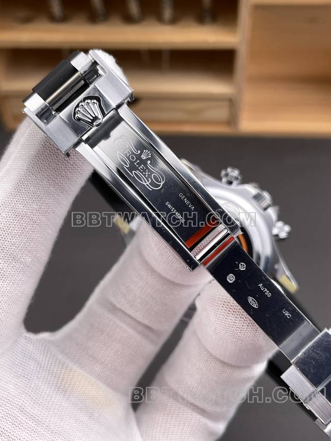 1:1复刻手表QF厂迪通拿劳力士银灰盘4131机械表扣实拍图