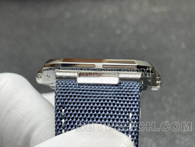 1:1复刻手表P1厂百达翡丽CUBITUS蓝盘5822P-001侧面实拍图