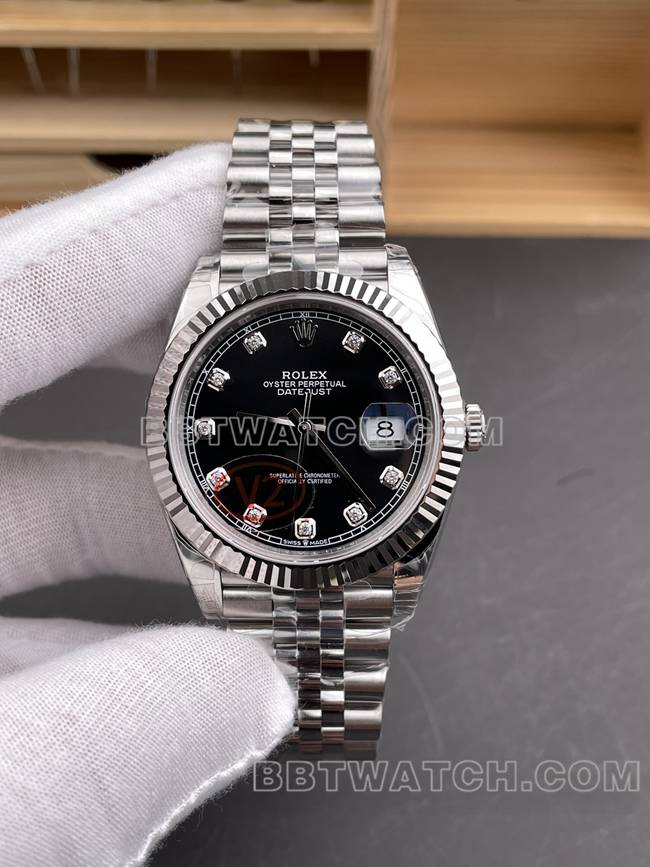 最优复刻手表VS厂日志劳力士黑盘3235机械41mm正面实拍图
