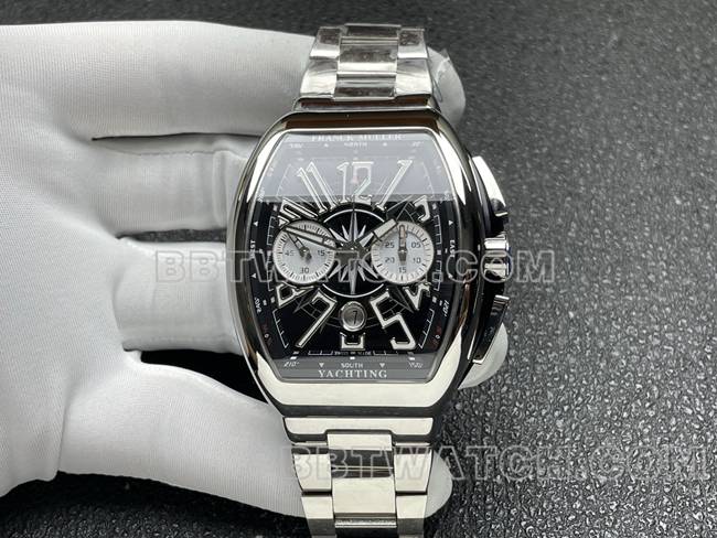 超级克隆手表ABF厂法兰克穆勒V45黑盘钢表带正面实拍图