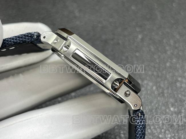 1:1复刻手表P1厂百达翡丽CUBITUS蓝盘5822P-001侧面实拍图