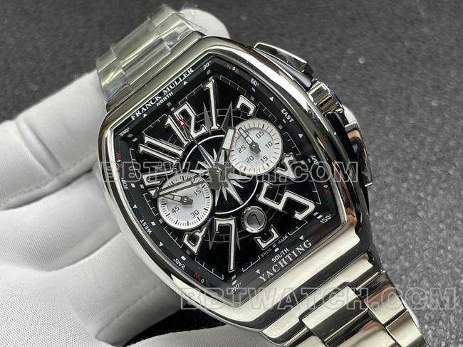 超级克隆手表ABF厂法兰克穆勒V45黑盘钢表带正面实拍图