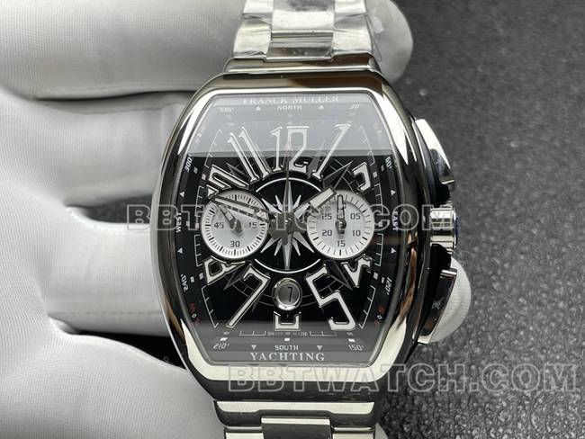 超级克隆手表ABF厂法兰克穆勒V45黑盘钢表带正面实拍图