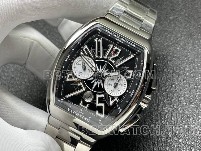 超级克隆手表ABF厂法兰克穆勒V45黑盘钢表带正面实拍图