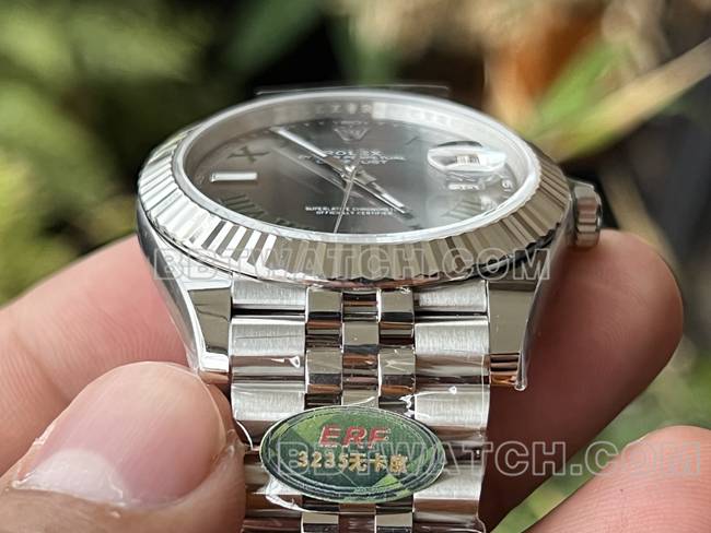 超级克隆手表ERF厂日志劳力士灰盘3235机械41mm正面实拍图