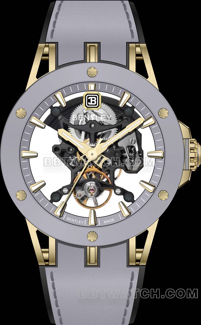 1:1复刻手表宾利BL-62巅峰灰色橡胶表带正面实拍图