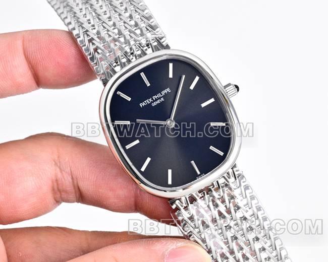 最优复刻手表百达翡丽GOLDEN ELLIPSE黑盘5738正面实拍图