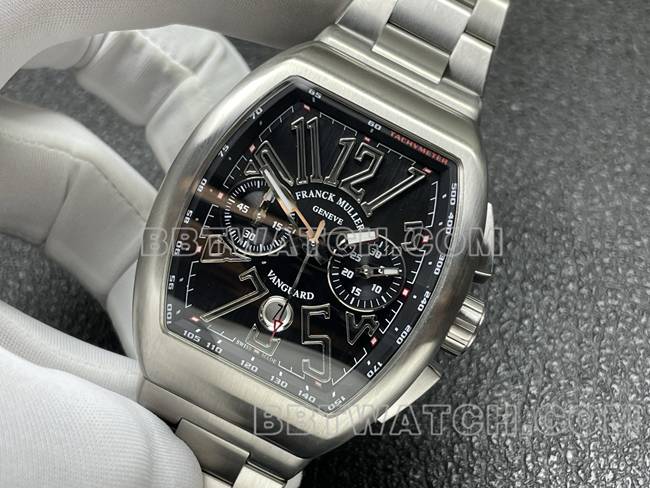 最佳复刻手表ABF厂法兰克穆勒V45黑盘钢表带正面实拍图