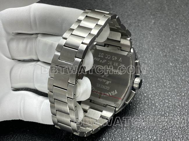 最佳复刻手表ABF厂法兰克穆勒V45黑盘钢表带表带实拍图