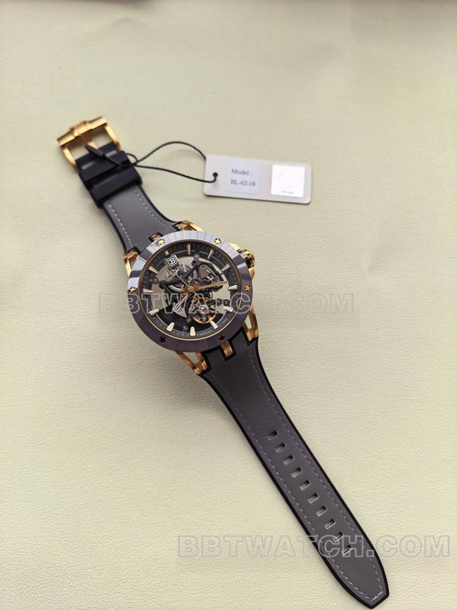 1:1复刻手表宾利BL-62巅峰灰色橡胶表带正面实拍图