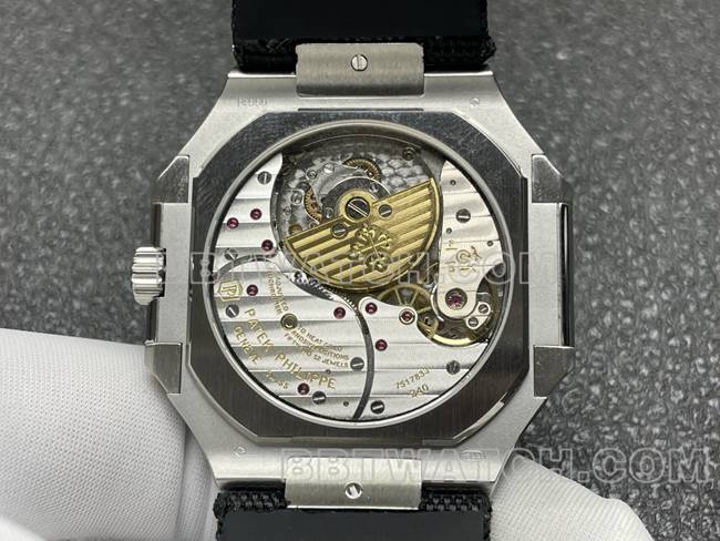 最佳复刻手表P1厂百达翡丽CUBITUS黑盘5822P-001背面实拍图