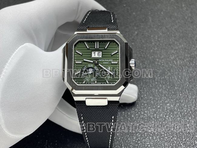 顶级复刻手表百达翡丽P1厂CUBITUS绿盘5822P-001正面实拍图