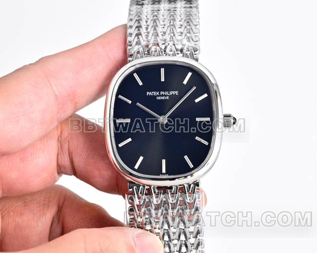 最优复刻手表百达翡丽GOLDEN ELLIPSE黑盘5738正面实拍图