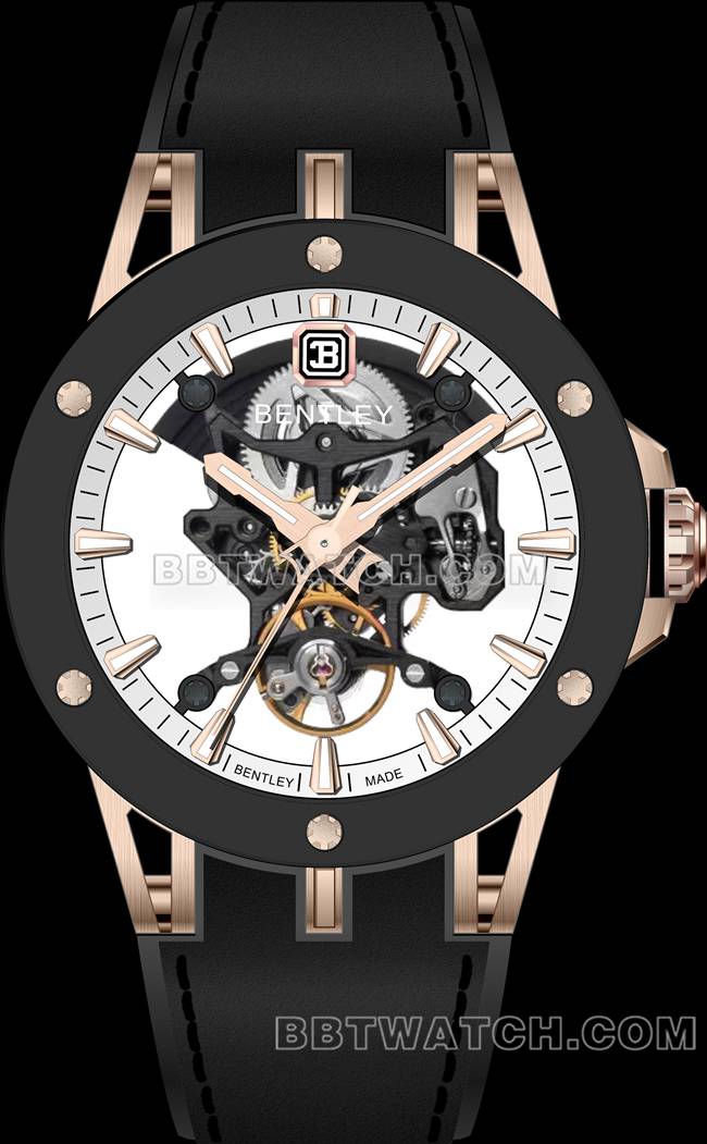 最佳复刻手表宾利BL-62巅峰黑色橡胶表带正面实拍图