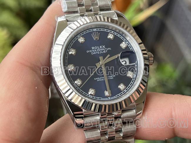 顶级复刻手表ERF厂劳力士日志蓝盘3235机械41mm正面实拍图