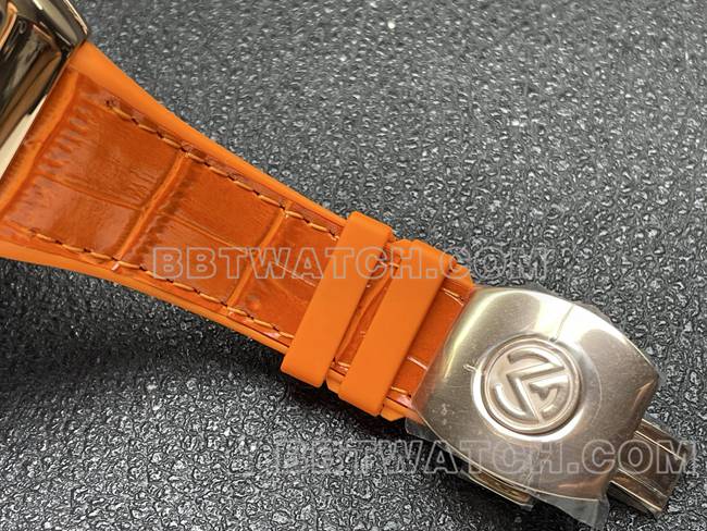 最优复刻手表法兰克穆勒ABF厂V45蓝盘金壳皮革表带表带实拍图