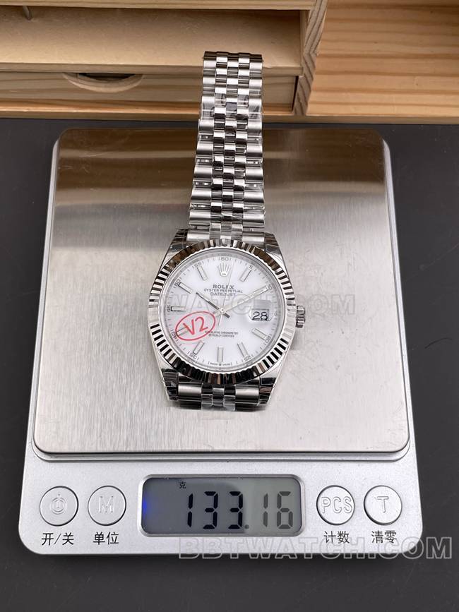 超级克隆手表VS厂日志劳力士白盘3235机械41mm重量实拍图