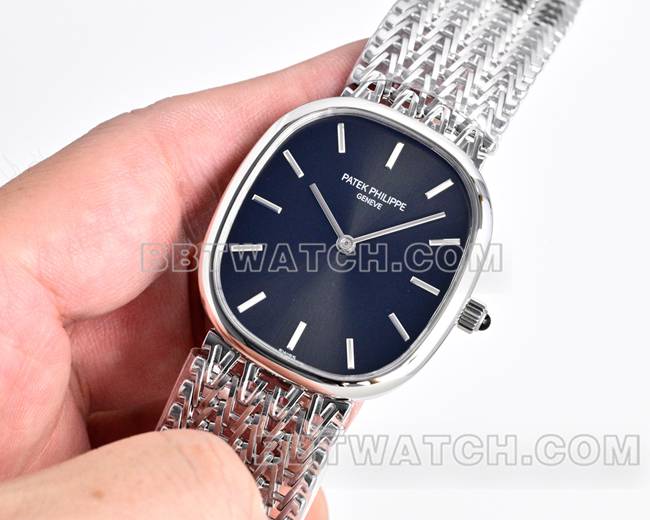 最优复刻手表百达翡丽GOLDEN ELLIPSE黑盘5738正面实拍图