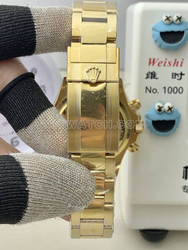 超级克隆手表QF厂迪通拿劳力士绿盘黄金4131机械表带实拍图