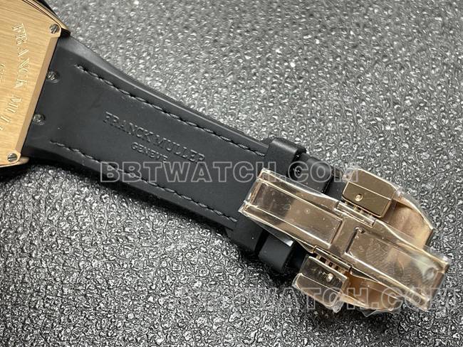 1:1复刻手表法兰克穆勒ABF厂V45黑盘金壳皮革表带表扣实拍图