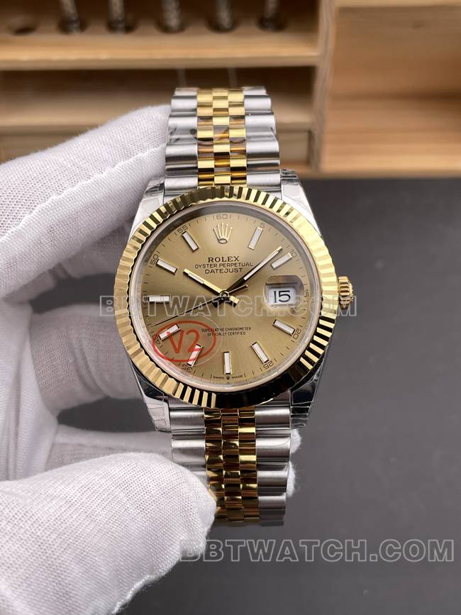 顶级复刻手表日志VS厂劳力士香槟盘3235机械41mm正面实拍图