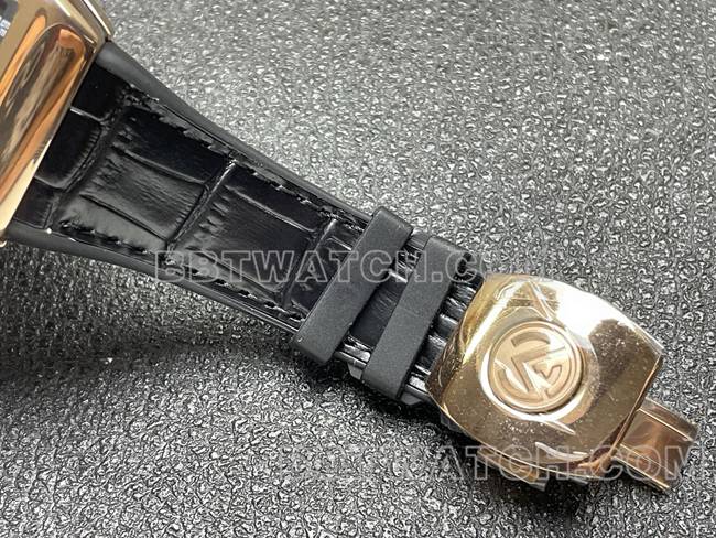 超级克隆手表法兰克穆勒ABF厂V45黑盘金壳皮革表带表带实拍图