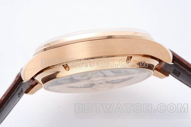 超级克隆手表APS厂葡萄牙万国万年历白盘玫瑰金侧面实拍图