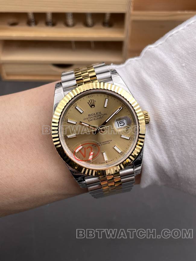 顶级复刻手表日志VS厂劳力士香槟盘3235机械41mm佩戴实拍图