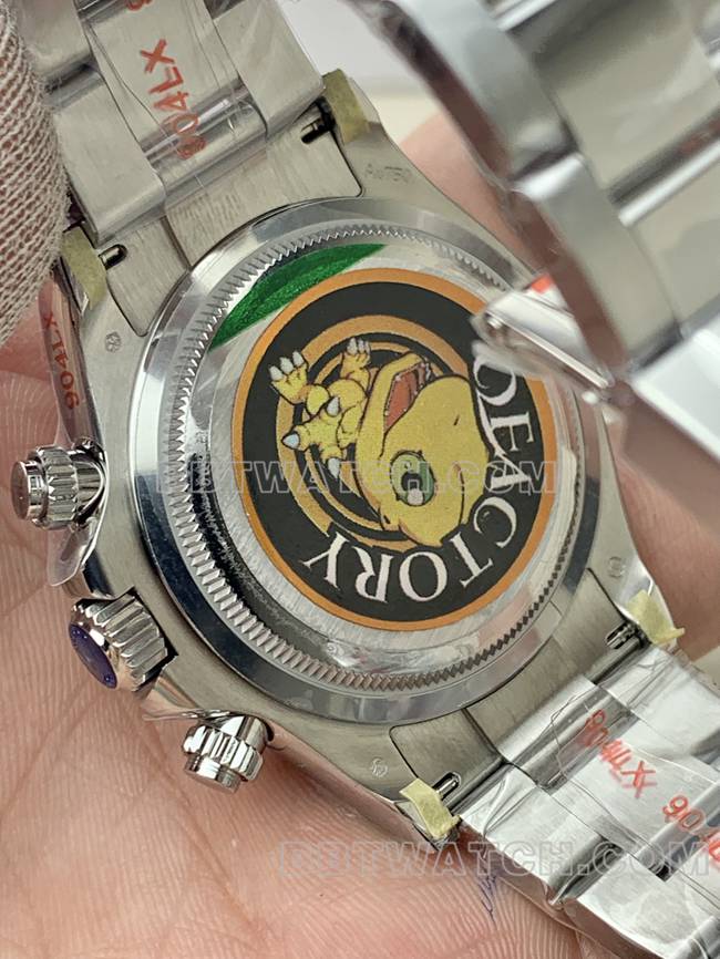 QF厂顶级复刻手表迪通拿劳力士蓝盘4131机械背面实拍图