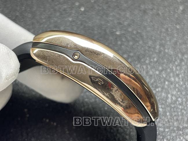 超级克隆手表法兰克穆勒ABF厂V45黑盘金壳皮革表带侧面实拍图