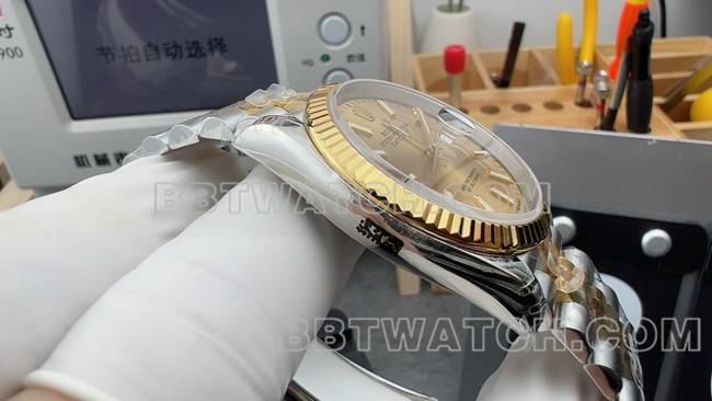 最优复刻手表日志VS厂劳力士香槟盘3235机械36mm侧面实拍图