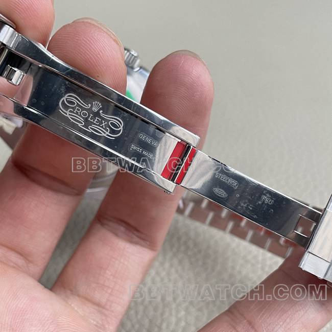 顶级复刻手表ERF厂格林尼治劳力士黑盘红蓝圈3285机械表扣实拍图