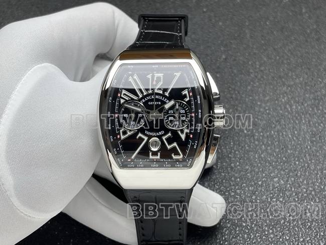 最佳复刻手表法兰克穆勒ABF厂V45黑盘皮革表带正面实拍图