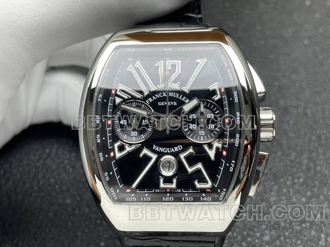 最佳复刻手表法兰克穆勒ABF厂V45黑盘皮革表带正面实拍图