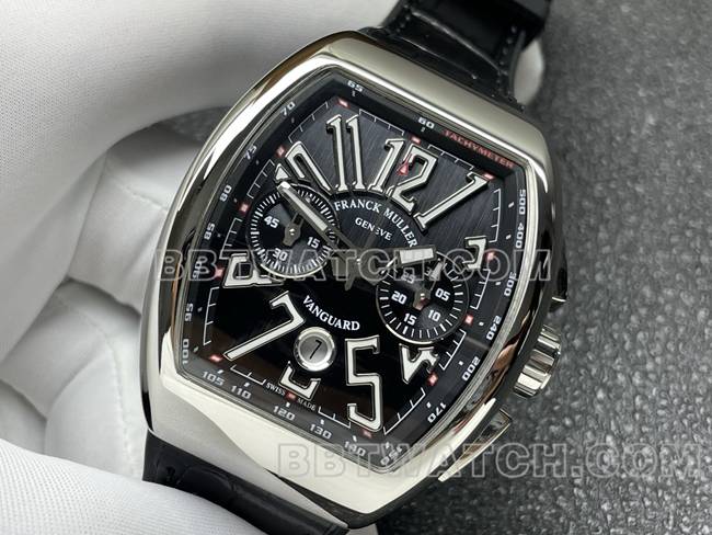 最佳复刻手表法兰克穆勒ABF厂V45黑盘皮革表带正面实拍图