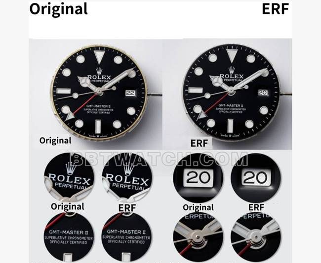 ERF厂劳力士格林尼治3285机芯顶级复刻手表对比正品区别外观实拍图