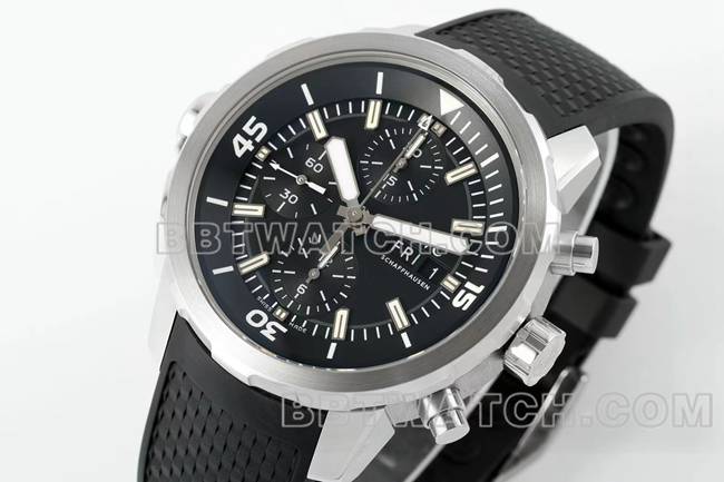 顶级复刻手表APS厂海洋时计万国黑盘7750机械正面实拍图