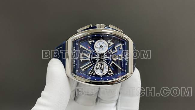 ABF厂最优复刻手表法兰克穆勒V45蓝盘皮革表带正面实拍图