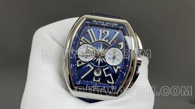 ABF厂最优复刻手表法兰克穆勒V45蓝盘皮革表带正面实拍图