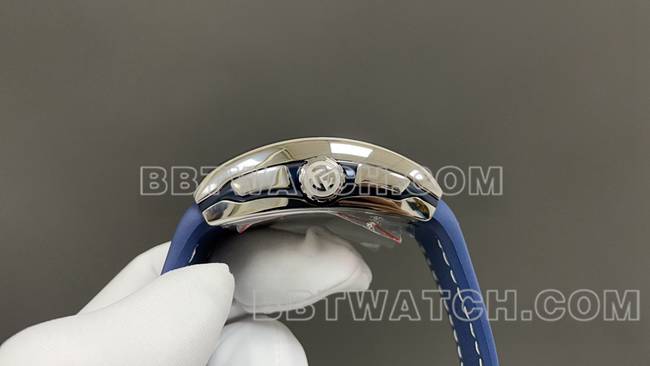 ABF厂最优复刻手表法兰克穆勒V45蓝盘皮革表带侧面实拍图